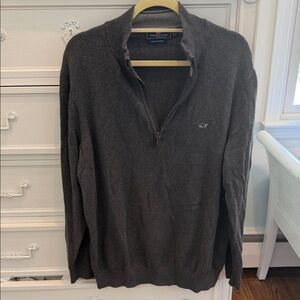 Vineyard Vines Men's Charcoal Quarter-Zip Sweater
